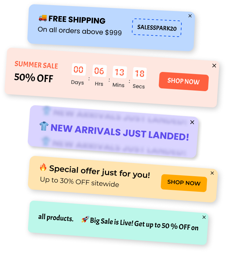 Shopify banner popups and announcement bars preview