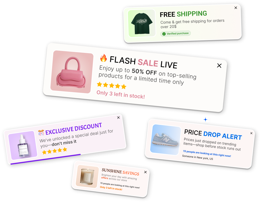 Shopify sales popup preview